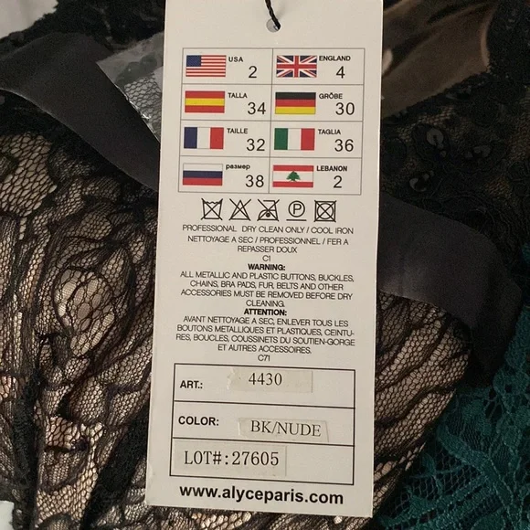 Alyce Paris Black and Nude Lace and Bead Cocktail Dress - Picture 6 of 6